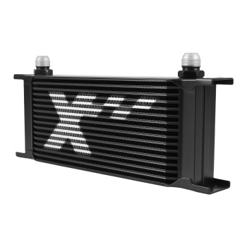 16 Row Aluminum Oil Cooler Universal Engine Transmission AN-10 Fitting Adapters